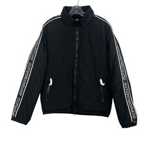 Antony Morato Kids Black Puffer Jacket with Logo Sleeves